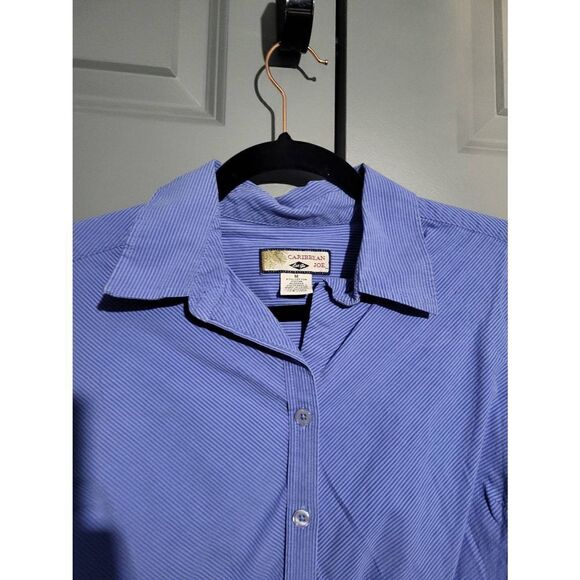 Caribbean Joe blue long-sleeved collard button-down shirt - Picture 2 of 6